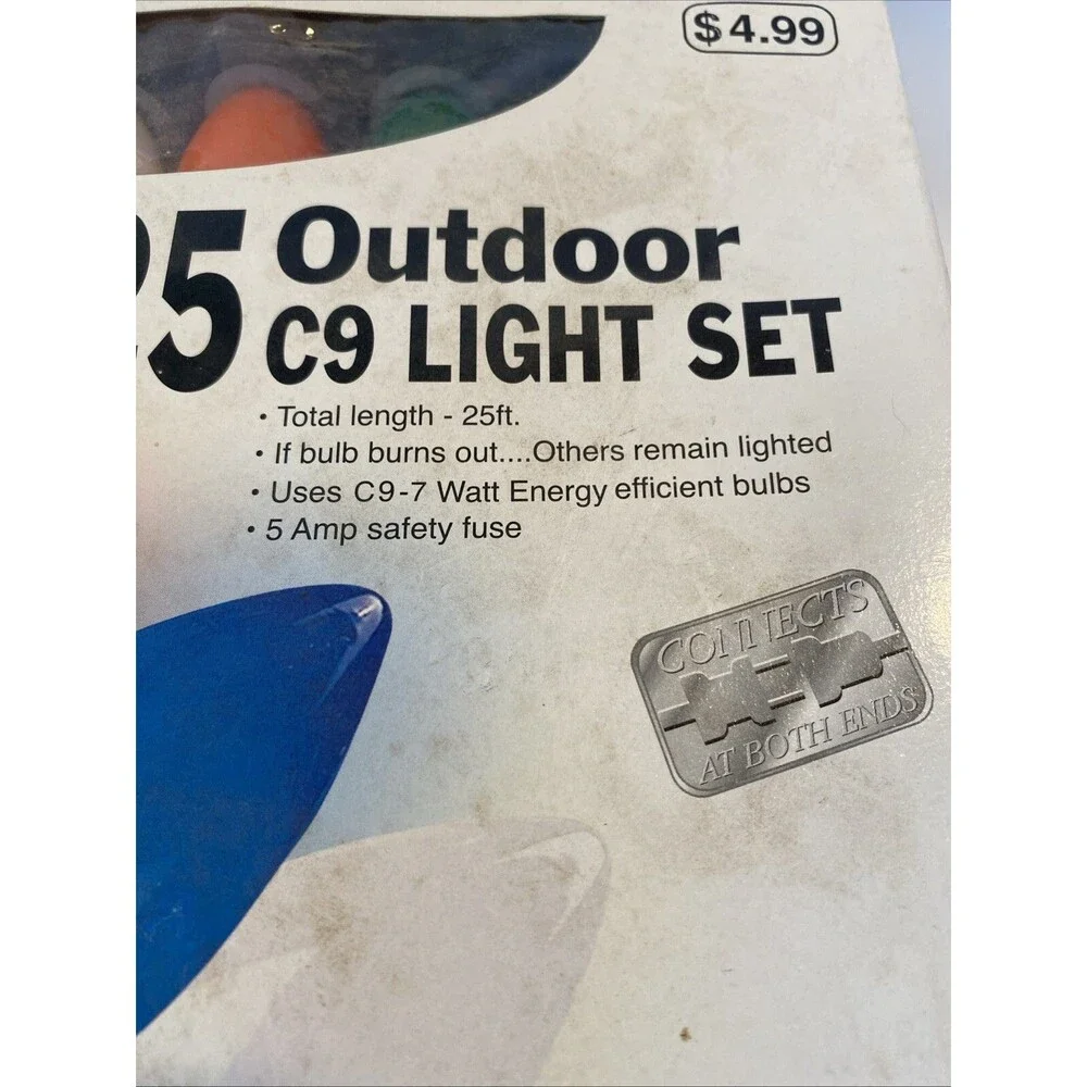 Vintage Christmas 25 Outdoor C9 String Light Multi Color Set ~ Hobby Lobby Works